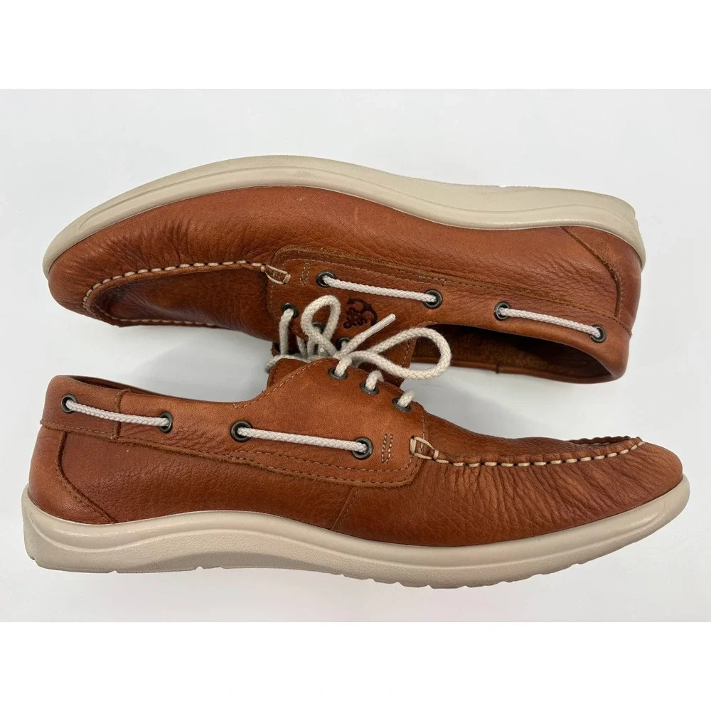 SAS Decksider Boat Shoes Men's Brown Leather Casual Comfort Tripad, USA, 12M